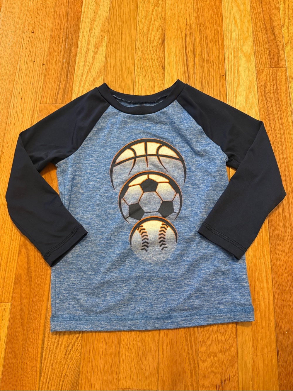 Blue Heather & Dark blue Raglan Long-Sleeve Sports Tee
